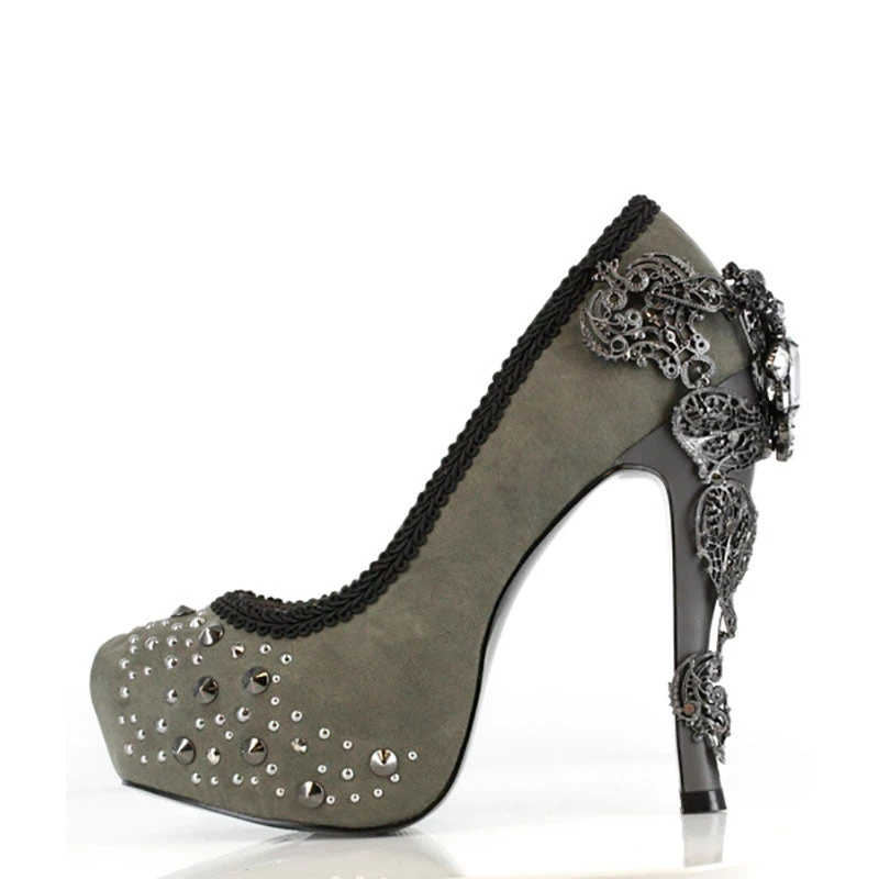 HADES Size 10 - Sequin Studded Alchemic Grey High Heels 4 HADES Size 10 - Sequin Studded Alchemic Grey High Heels