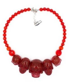 Kreepsville 666 Accessories Resin Skull Necklace - Red