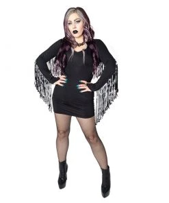 Kreepsville 666 Batt Attack Fringe Bodycon Dress Rockabilly