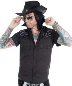 Kreepsville 666 Size Large - Bat Skeleton Western Shirt Rockabilly