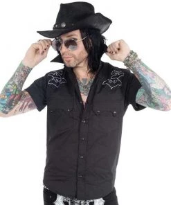 Kreepsville 666 Bat Skeleton Western Shirt Rockabilly