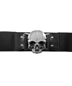 Kreepsville 666 Accessories Skull Elastic Waist Belt - Black
