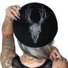 Kreepsville 666 Goth Deer Skull Beret - Black