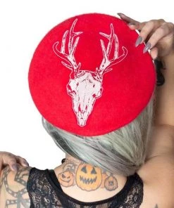Kreepsville 666 Deer Skull Beret - Red