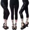 Kreepsville 666 Baphomat Black Foil Capri Leggings Rockabilly 1 Kreepsville 666 Baphomat Black Foil Capri Leggings Rockabilly