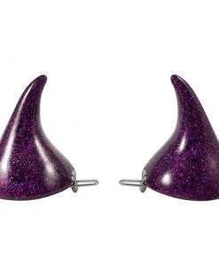 Kreepsville 666 Horror Hair Horns - Purple Glitter