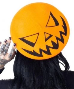 Kreepsville 666 Trick Or Treat Pumpkin Beret - Orange Goth