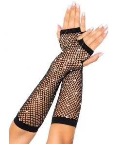LEG AVENUE Rhinestone Fishnet Arm Warmers Festival
