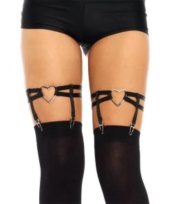 LEG AVENUE Black Heart Elastic Garters Festival