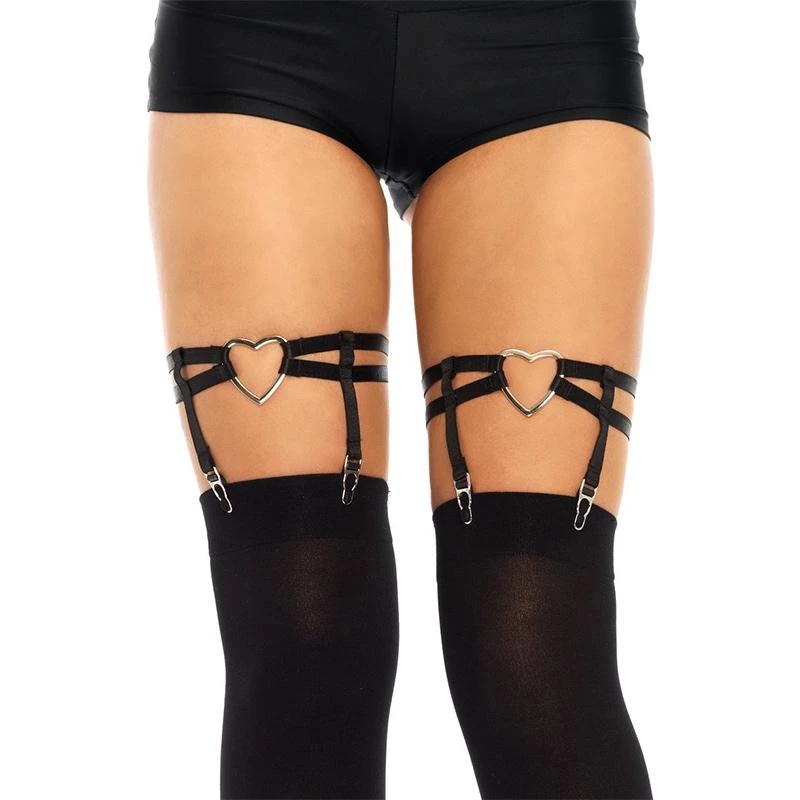 LEG AVENUE Black Heart Elastic Garters Festival 3 LEG AVENUE Black Heart Elastic Garters Festival