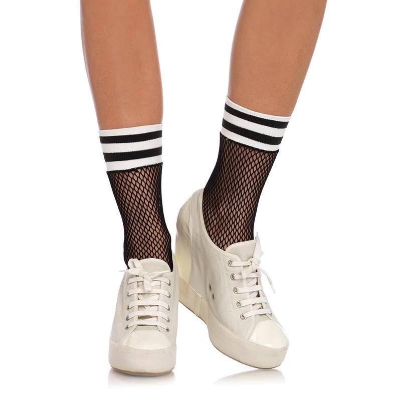 LEG AVENUE Striped Fishnet Anklet Pantyhose 3 LEG AVENUE Striped Fishnet Anklet Pantyhose
