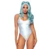 LEG AVENUE Holographic Silver Spandex Bodysuit Gay Pride