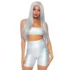 LEG AVENUE Holographic Spandex Bandeau & Shorts Set