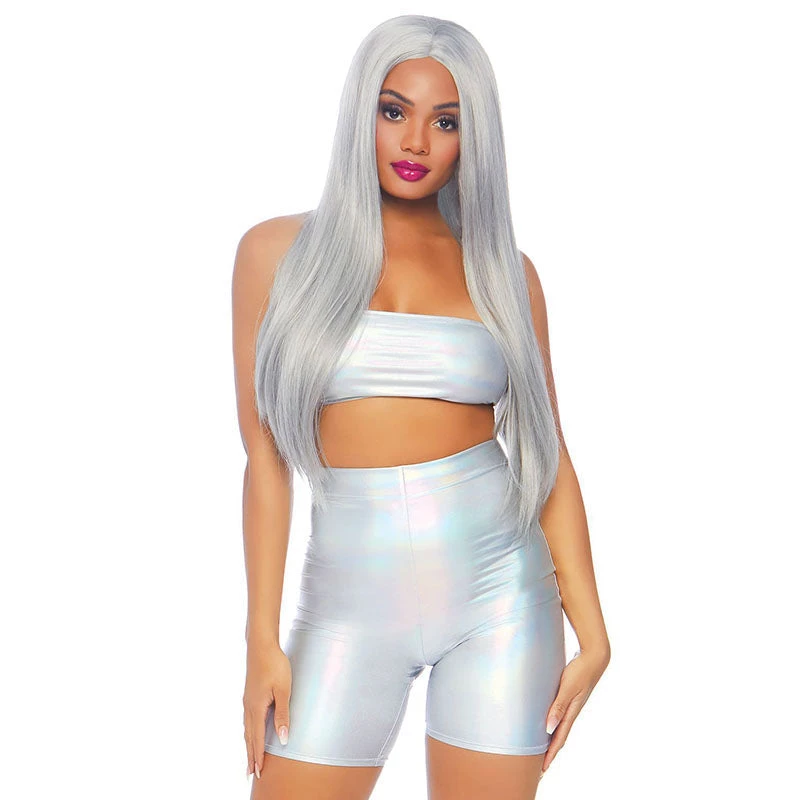 LEG AVENUE Holographic Spandex Bandeau & Shorts Set 3 LEG AVENUE Holographic Spandex Bandeau & Shorts Set