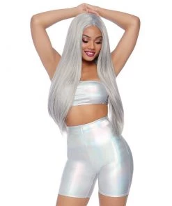 LEG AVENUE Holographic Spandex Bandeau & Shorts Set 9 LEG AVENUE Holographic Spandex Bandeau & Shorts Set