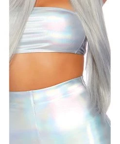 LEG AVENUE Holographic Spandex Bandeau & Shorts Set 10 LEG AVENUE Holographic Spandex Bandeau & Shorts Set