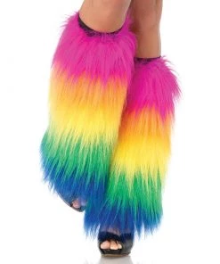 LEG AVENUE Rainbow Pride Furry Leg Warmers Gay Pride