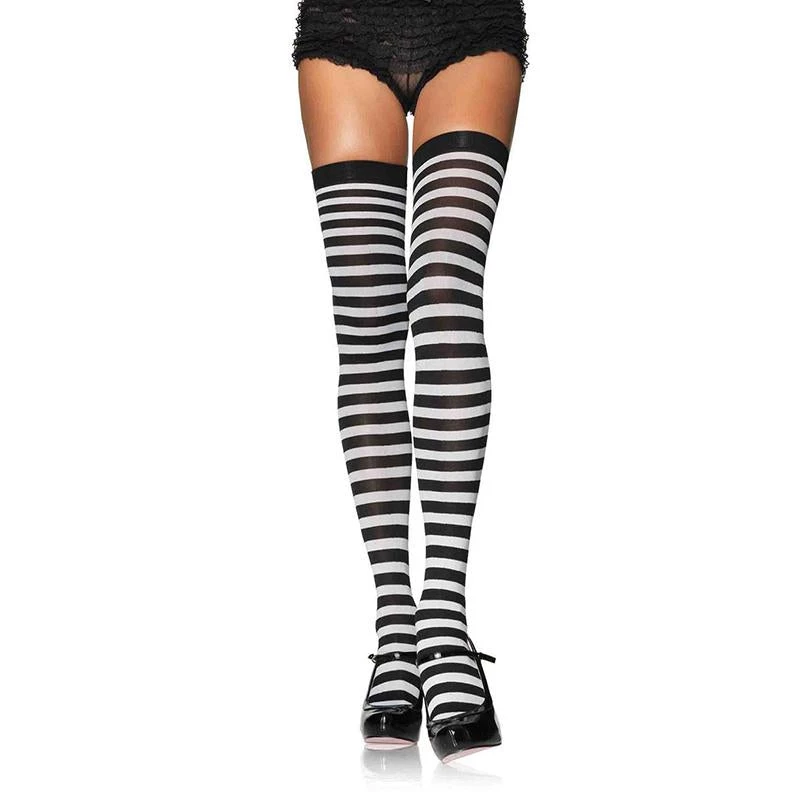 LEG AVENUE Lingerie Striped Stockings - Black/White 3 LEG AVENUE Lingerie Striped Stockings - Black/White