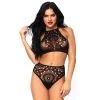 LEG AVENUE Henna Laced Crop Top And Panty Set 2 LEG AVENUE Henna Laced Crop Top And Panty Set