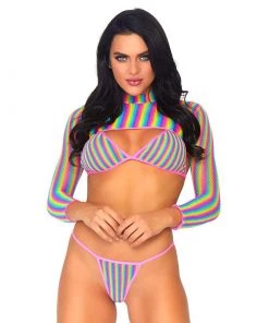LEG AVENUE Rainbow Pride 3 Piece Bikini Set Gay Pride