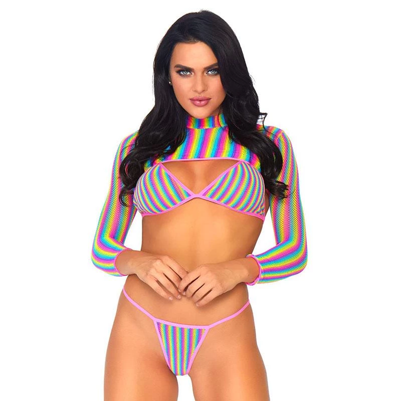 LEG AVENUE Rainbow Pride 3 Piece Bikini Set Gay Pride 3 LEG AVENUE Rainbow Pride 3 Piece Bikini Set Gay Pride