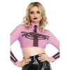 LEG AVENUE Skeleton Mesh Crop Top - Pink
