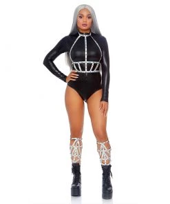 LEG AVENUE Gay Pride Studded Holographic Vinyl Body Harness