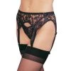 LEG AVENUE Floral Laced Garter With Thong - Black Festival