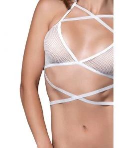LEG AVENUE Straps And Mesh Halter & G-string Set Festival
