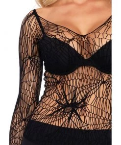 LEG AVENUE Black Widow Web Net Top Clothing