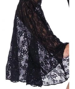 LEG AVENUE Bodystockings Lace Bell Sleeve Bodysuit - Black