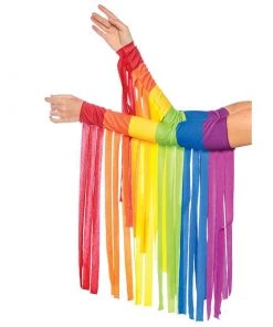 LEG AVENUE Rainbow Pride Fringe Arm Warmers