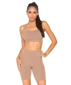 LEG AVENUE Festival Spandex 2 Piece Bodysuit- Med Tan