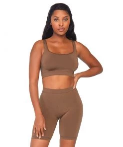 LEG AVENUE Spandex 2 Piece Bodysuit- Tan Festival