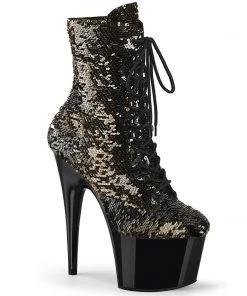 PLEASER USA Glitterati Heels - Black And Gold
