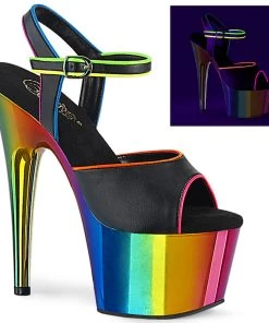 PLEASER USA Prideful Platform Rainbow Heels Gay Pride