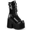 PLEASER USA Dark Diva MId-Calf Patent Platforms - Black