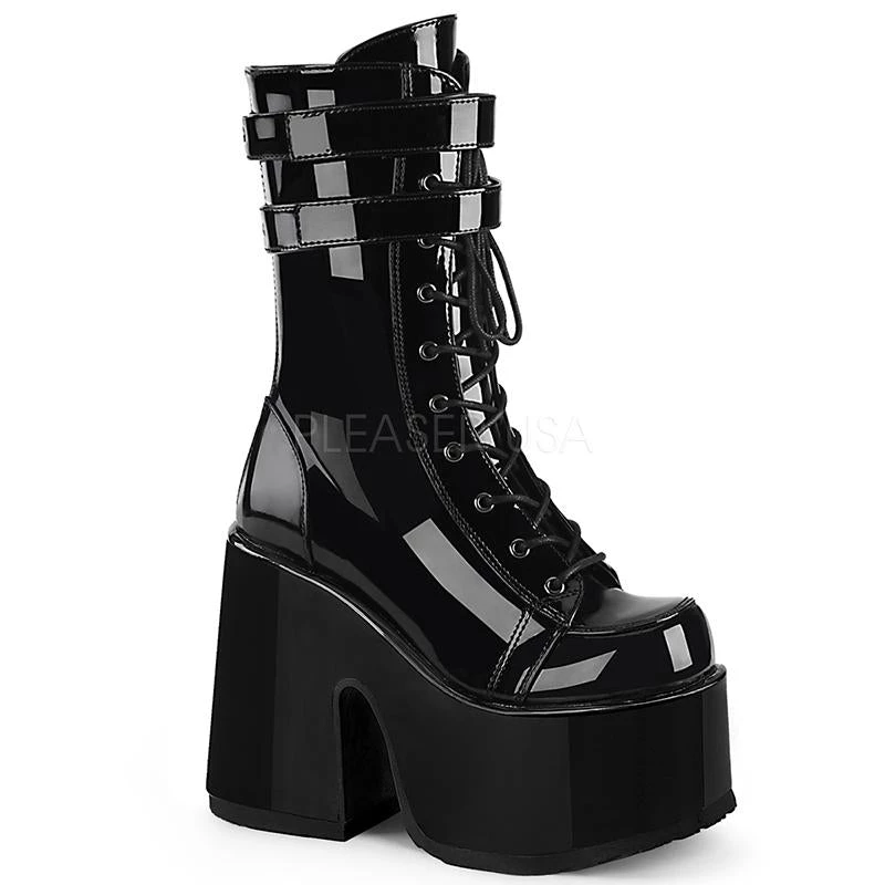 PLEASER USA Dark Diva MId-Calf Patent Platforms - Black 3 PLEASER USA Dark Diva MId-Calf Patent Platforms - Black