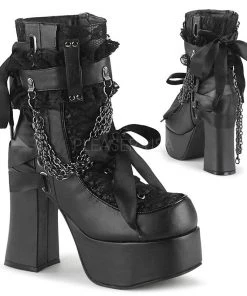 PLEASER USA Bounded Lace Ankle Boots - Black