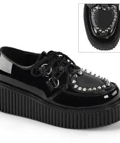 PLEASER USA Spiked Heart Creepers - Midnight