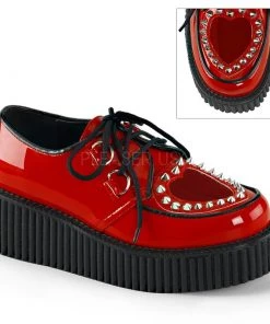 PLEASER USA Spiked Heart Creepers - Scarlet Shoes