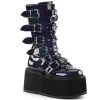 PLEASER USA Buckle-up Goth Queen Stomper Boots - Black Holo Shoes