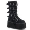 PLEASER USA Shoes Buckle-up Goth Queen Stomper Boots - Black Velvet