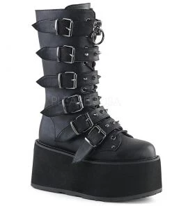PLEASER USA Buckle-up Goth Queen Stomper Boots - Black Shoes