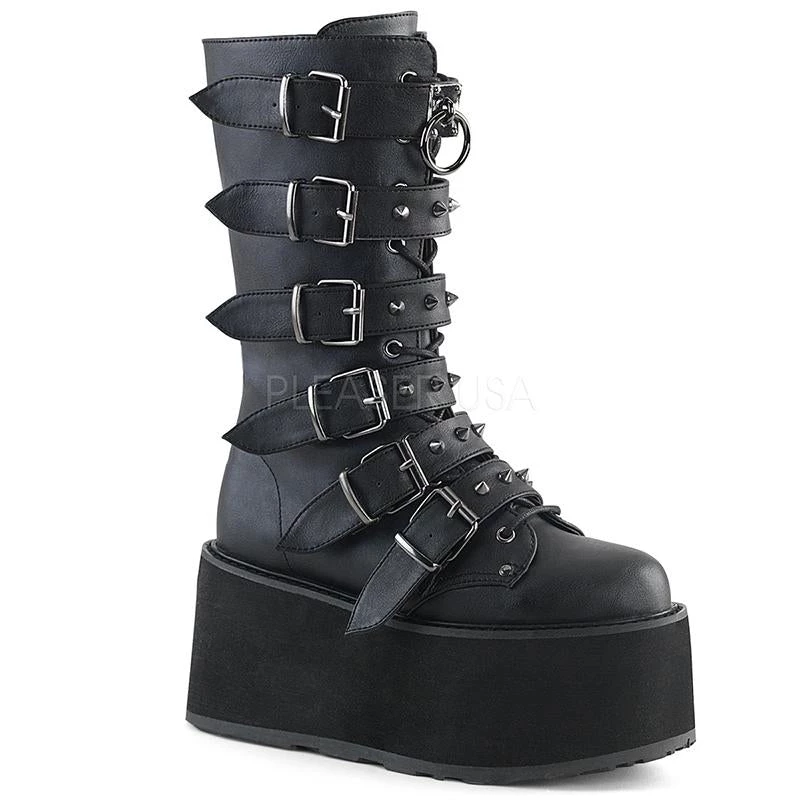 PLEASER USA Buckle-up Goth Queen Stomper Boots - Black Shoes 3 PLEASER USA Buckle-up Goth Queen Stomper Boots - Black Shoes