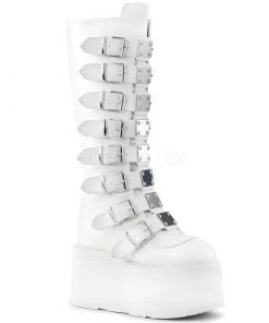 PLEASER USA Lace Me Up Platform Boots - White Shoes