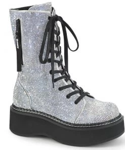 PLEASER USA Rhinestone Combat Boots Gay Pride