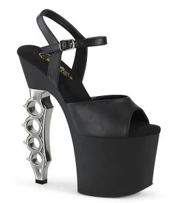 PLEASER USA Knuckle Duster Sling-back Heels -Silver
