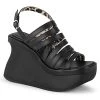 PLEASER USA Gay Pride Criss-Cross Wedge Platform Sandals - Black