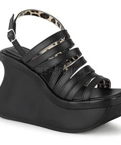 PLEASER USA Gay Pride Criss-Cross Wedge Platform Sandals - Black